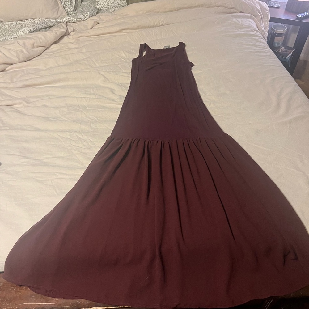 Burgundy Maxi Drop Waist Dress